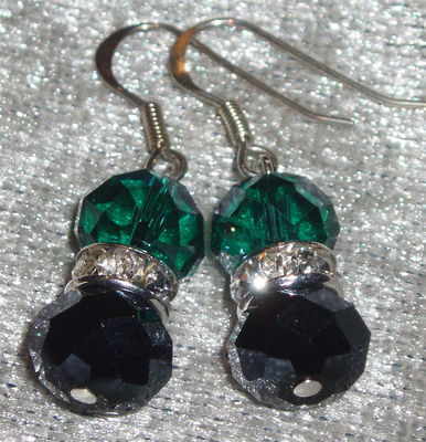 Faceted Crystal Bead and Crystal Spacer Drop Earrings