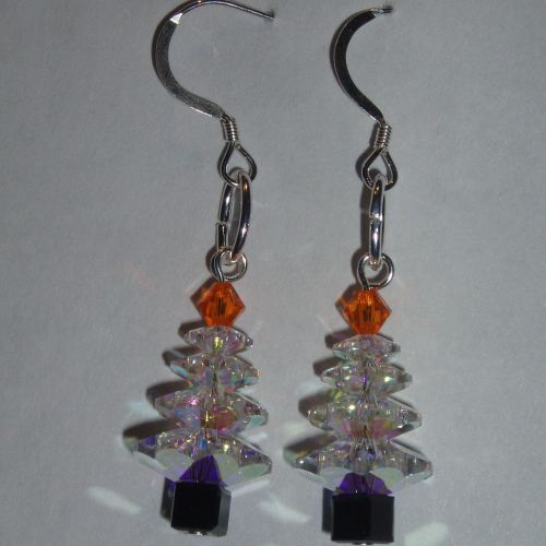 Christmas Tree Earrings Swarovski Crystal Sterling Sparkly