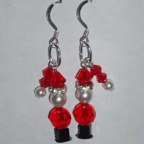Christmas Santa Earrings Swarovski Crystal Sterling Sparkly