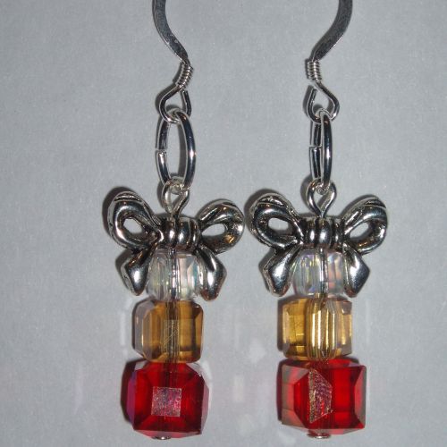 Christmas Parcel Earrings Crystal Bow Sterling Silver