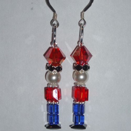 Christmas Nutcracker Earrings Swarovski Crystal Sterling Sparkly