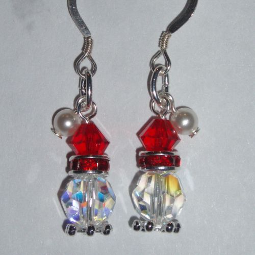 Christmas Santa Hat Earrings Swarovski Crystal Sterling Sparkly