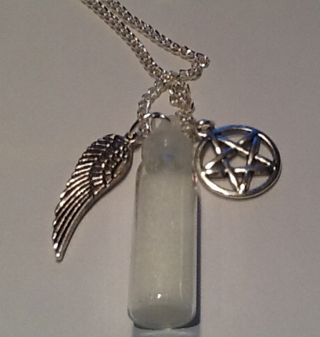 Supernatural Protection Pendant Angel Wing Pentagram Salt