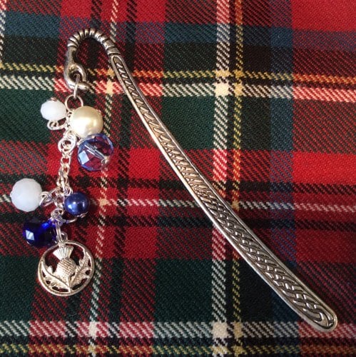 Scottish Thistle Bookmark Charm Crystal Beads Book Readers Scottish