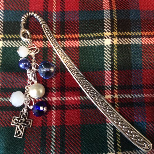 Celtic Cross Bookmark Charm Crystal Beads Book Readers Scottish