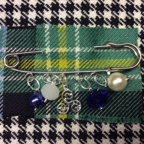 Celtic Triskelion Kilt Pin Charm Pearl Crystal Beads Scottish