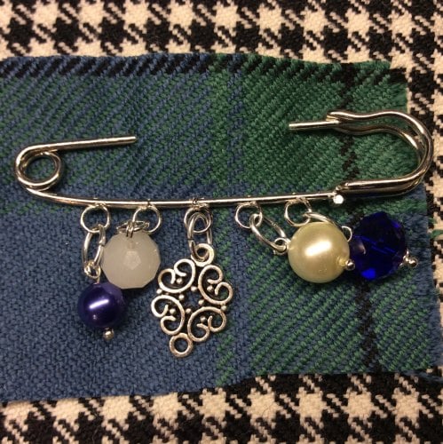 Celtic Love Knot Kilt Pin Charm Pearl Crystal Beads Scottish