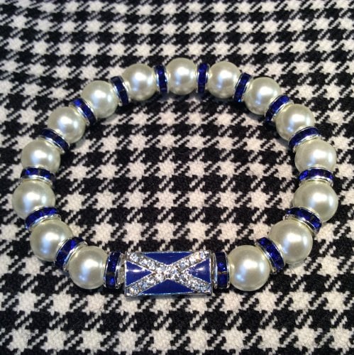Saltire Pearl Crystal Spacer Bracelet