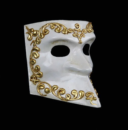 Traditional Venetian Men's Paper Mache Mask Gold Black - Men's Masquerade Masks