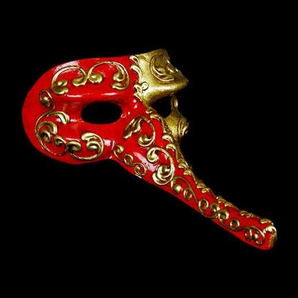 Nasone Masquerade Mask - Red & Gold