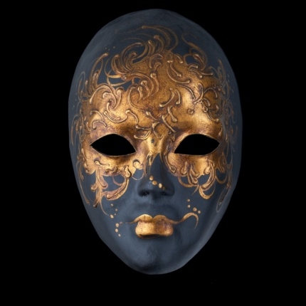Autumn Moon Luxury Venetian Masquerade Mask - Black