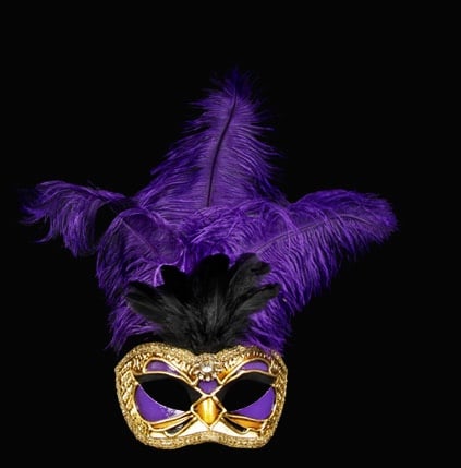  Purple Fly Feather Masquerade Mask