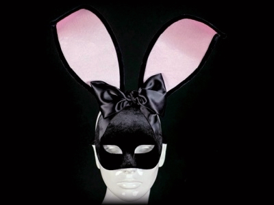 Black Velvet Bunny Girl Venetian Masquerade Mask