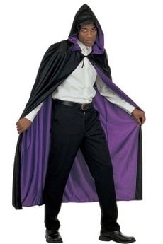 Reversible Hooded Cape - Black And Purple