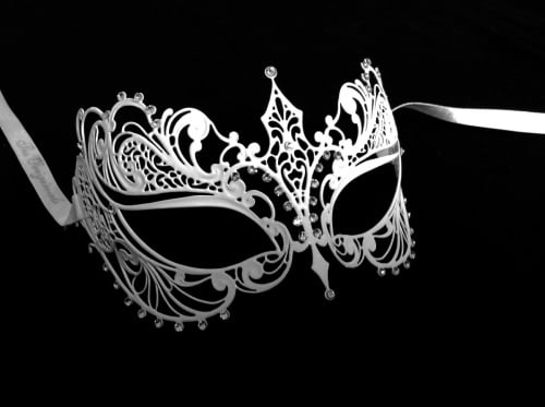 Berenice Lux Filigree Masquerade Mask - White