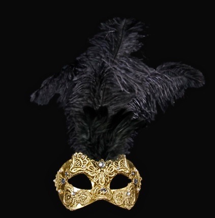 Macrame Feather Masquerade Mask - Gold