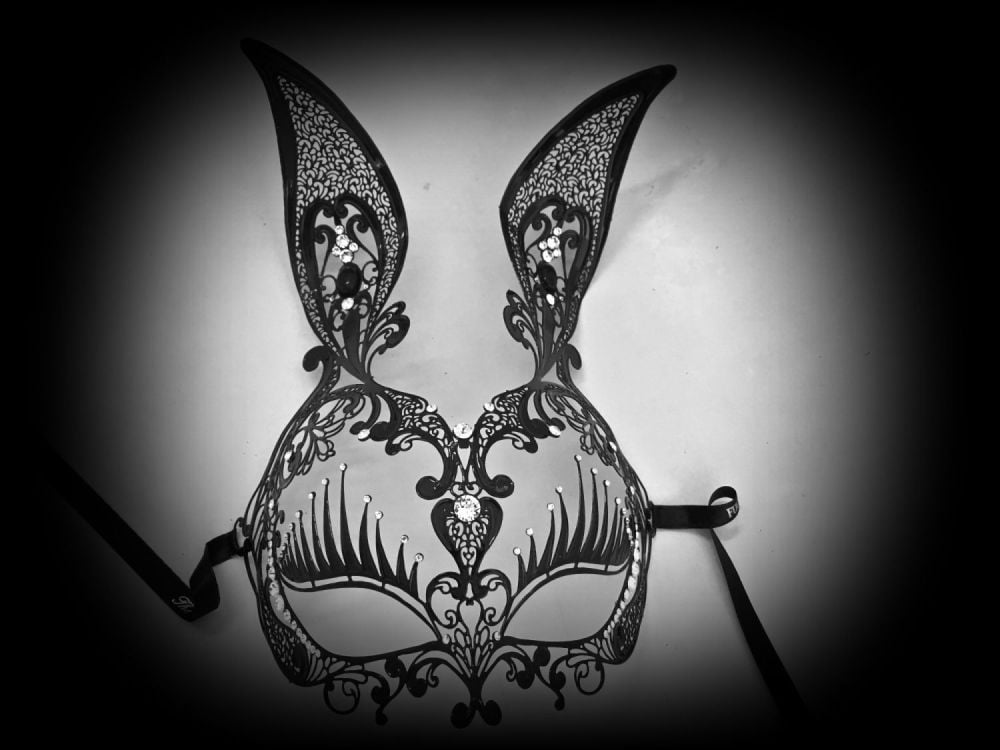 Black Filigree Bunny Girl Mask