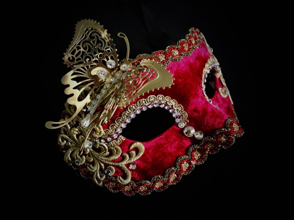 Butterfly Venetian Masquerade Mask - Red Velvet