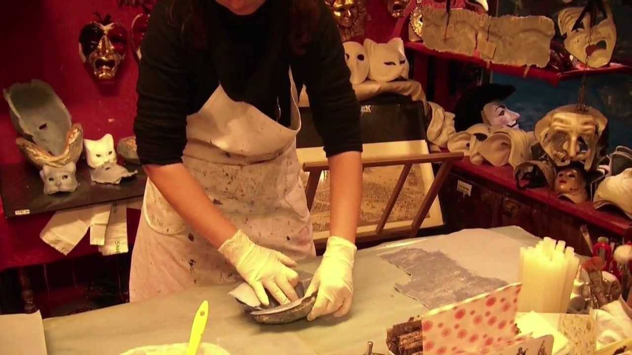 A mask being made in  a Venice shop