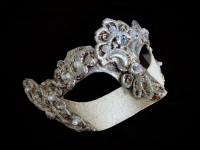 Madam Macrame Luxury Venetian Masquerade Ball Mask - Silver