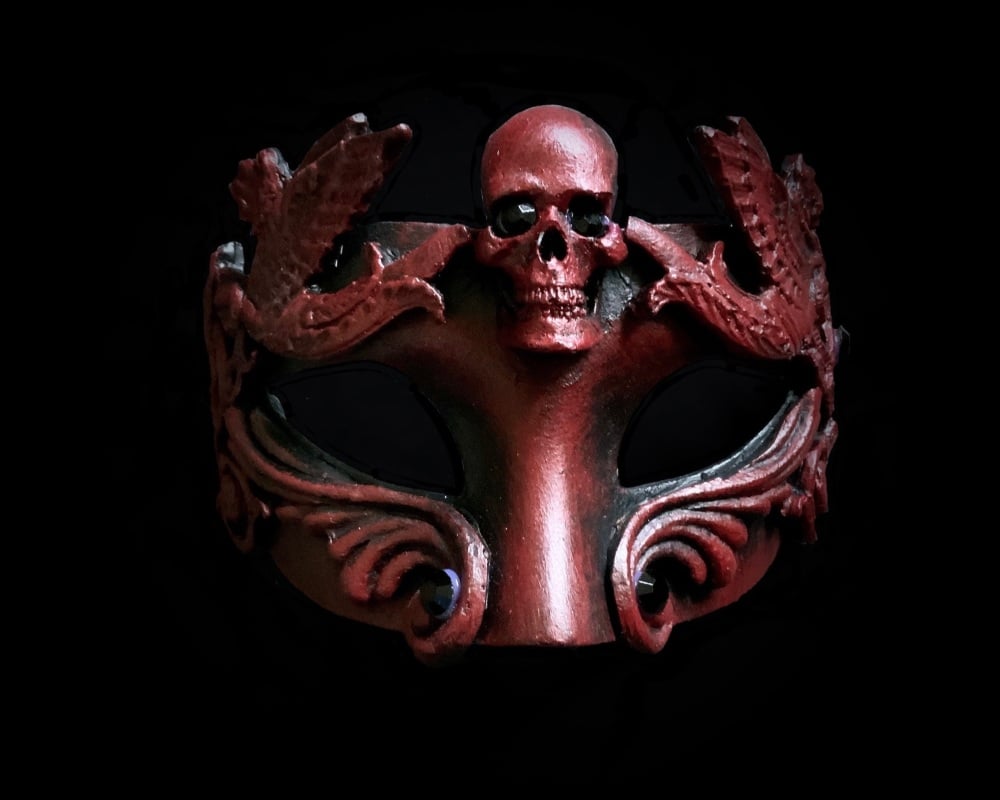 Skull Luxury Female Masquerade Ball Mask - Red