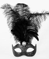 Stella Feather Venetian Masquerade Mask - Black