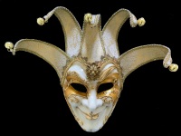 Joker Mezzo Velluto Venetian Masquerade Ball Mask - Gold