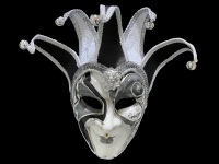 Joker Mezzo Velluto Venetian Masquerade Ball Mask - Silver