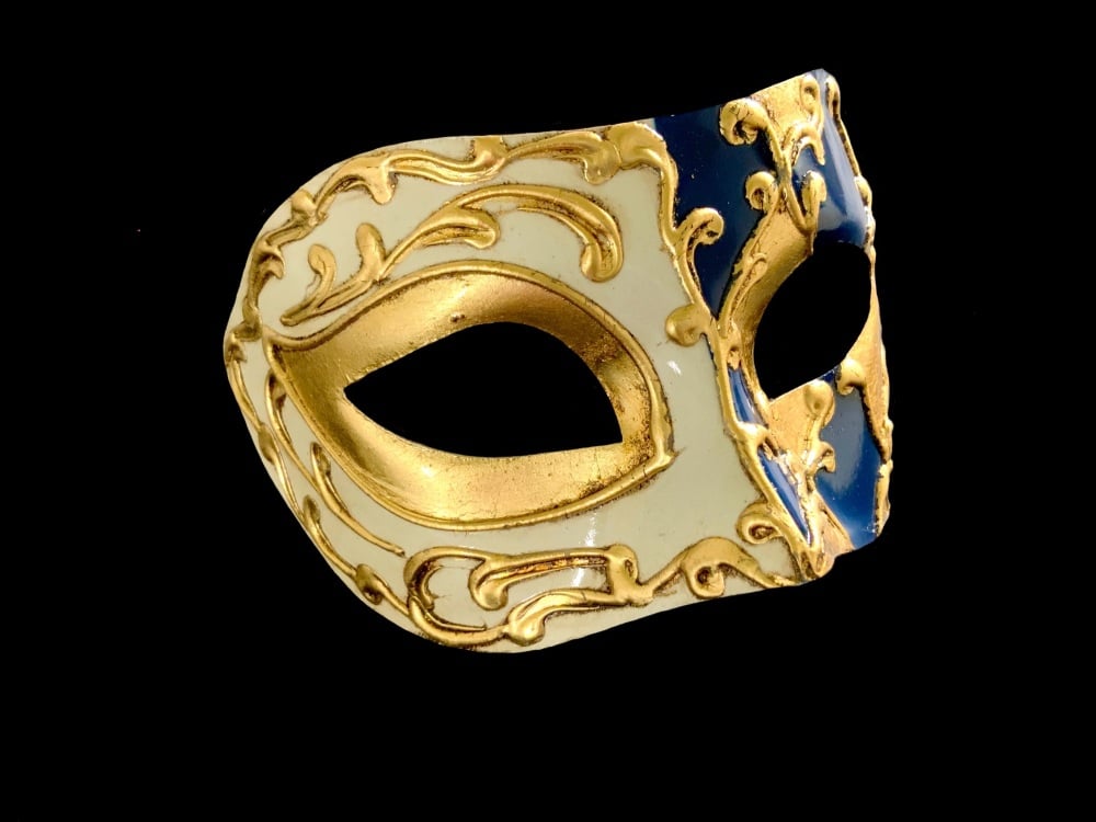 Settecento Masquerade Masks - Gold Blue