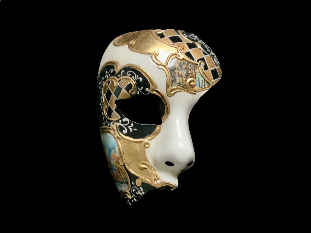 Black Phantom of the Opera Venetian Masquerade Face Mask