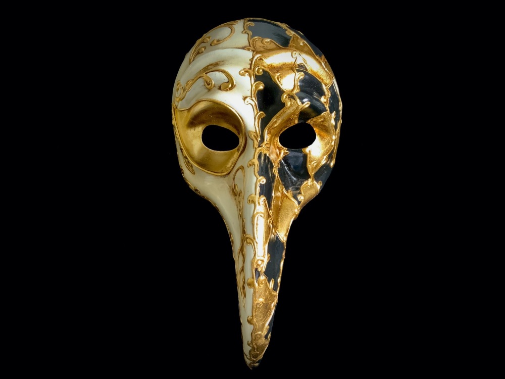 Naso Turco Masquerade Mask - Black & Gold