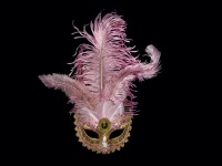 Stella Feather Venetian Masquerade Mask - Pink Gold