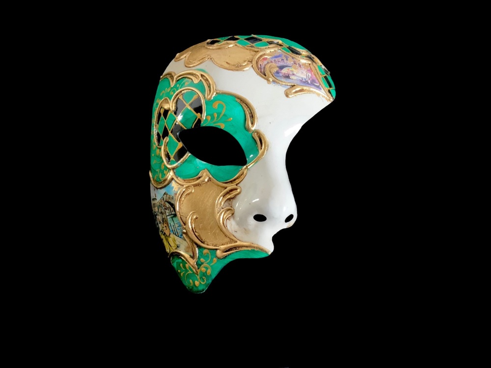 Green Phantom of the Opera Venetian Masquerade Mask
