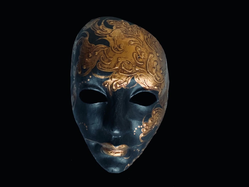 Flame Venetian Masquerade Mask - Nero