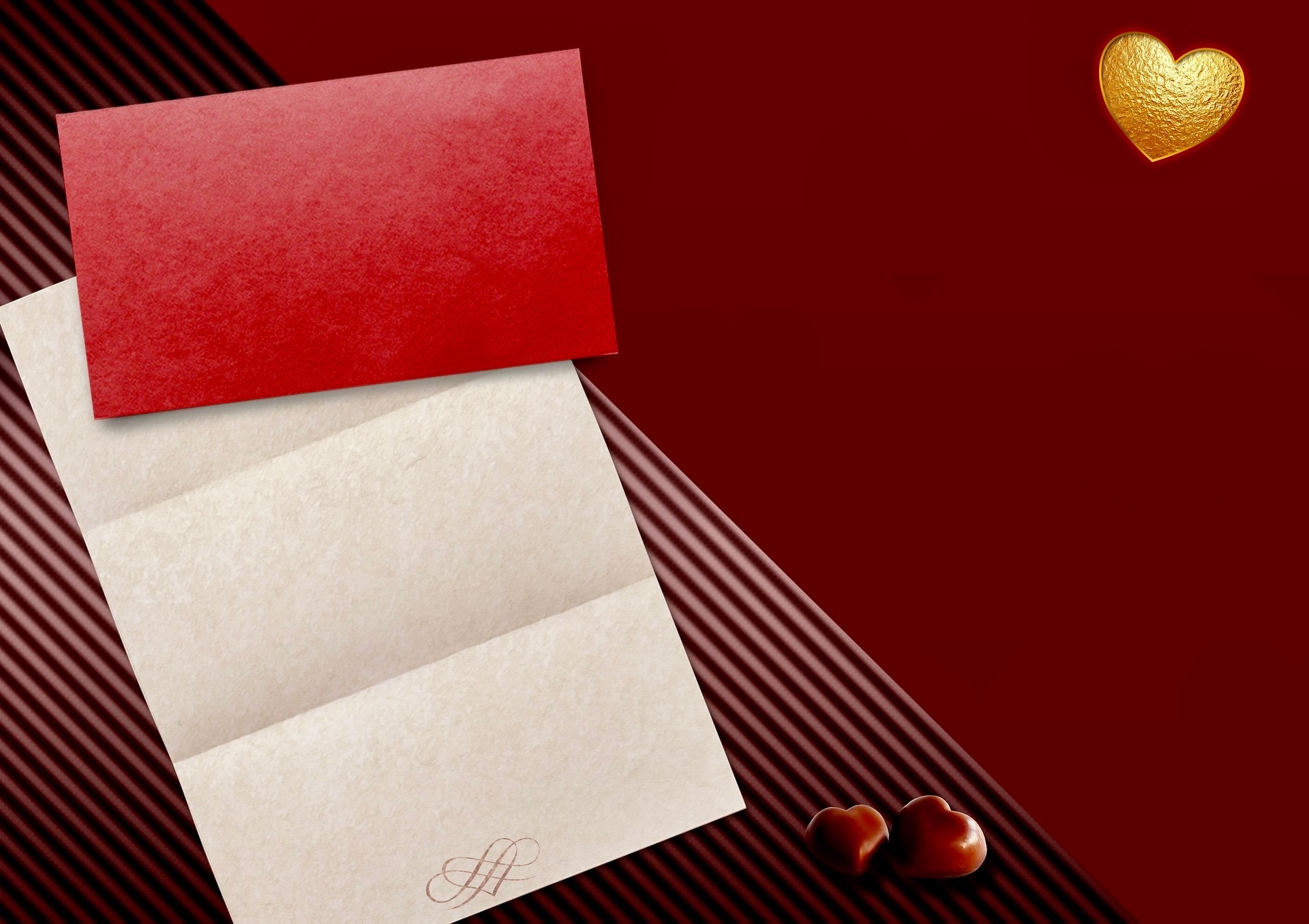 Red party invitation on a red background