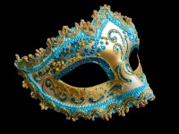 Stella Masquerade Masks - Light Blue Gold