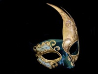 Mezza Lady Masquerade Mask - Gold Black