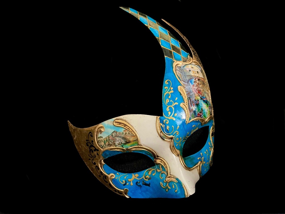 Rombi Lady Deluxe Masquerade Mask - Light Blue