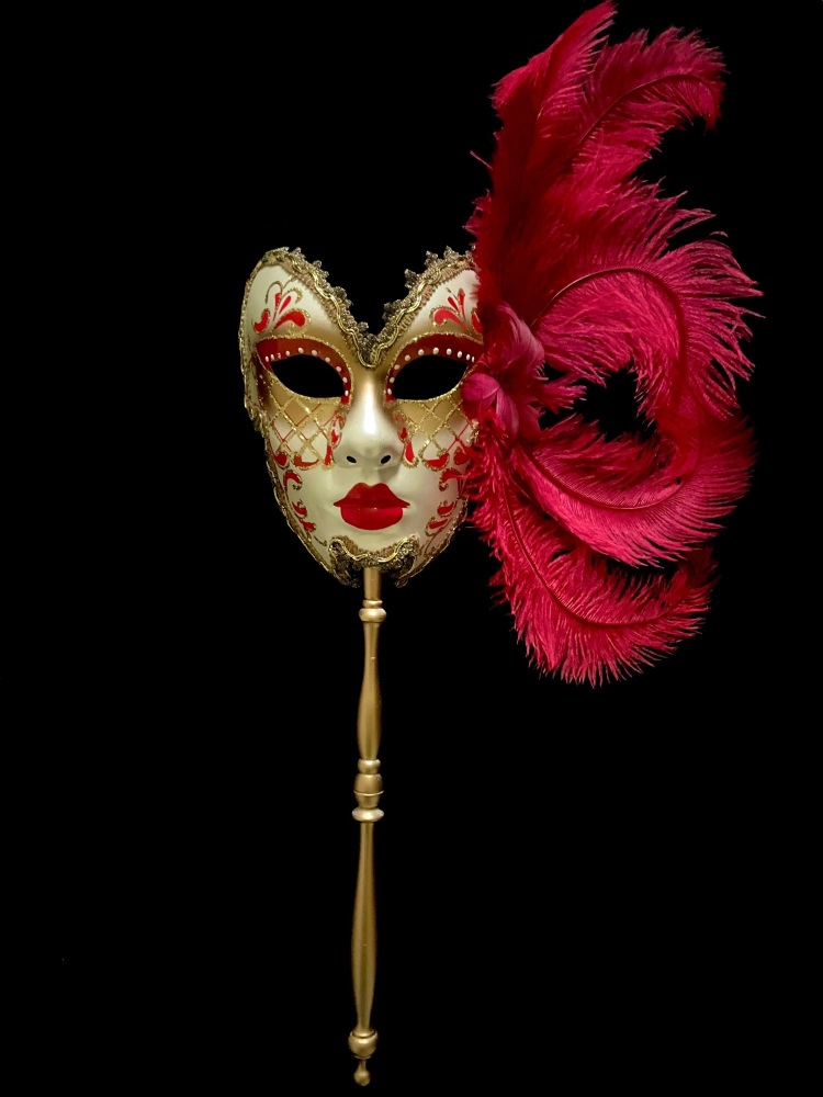 Fifi Feather Masquerade Mask - Vivid Red
