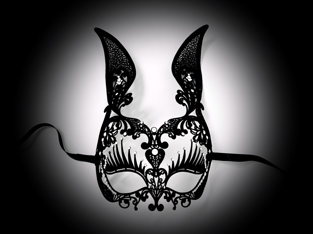 Black Velvet Bunny Girl Masquerade Mask