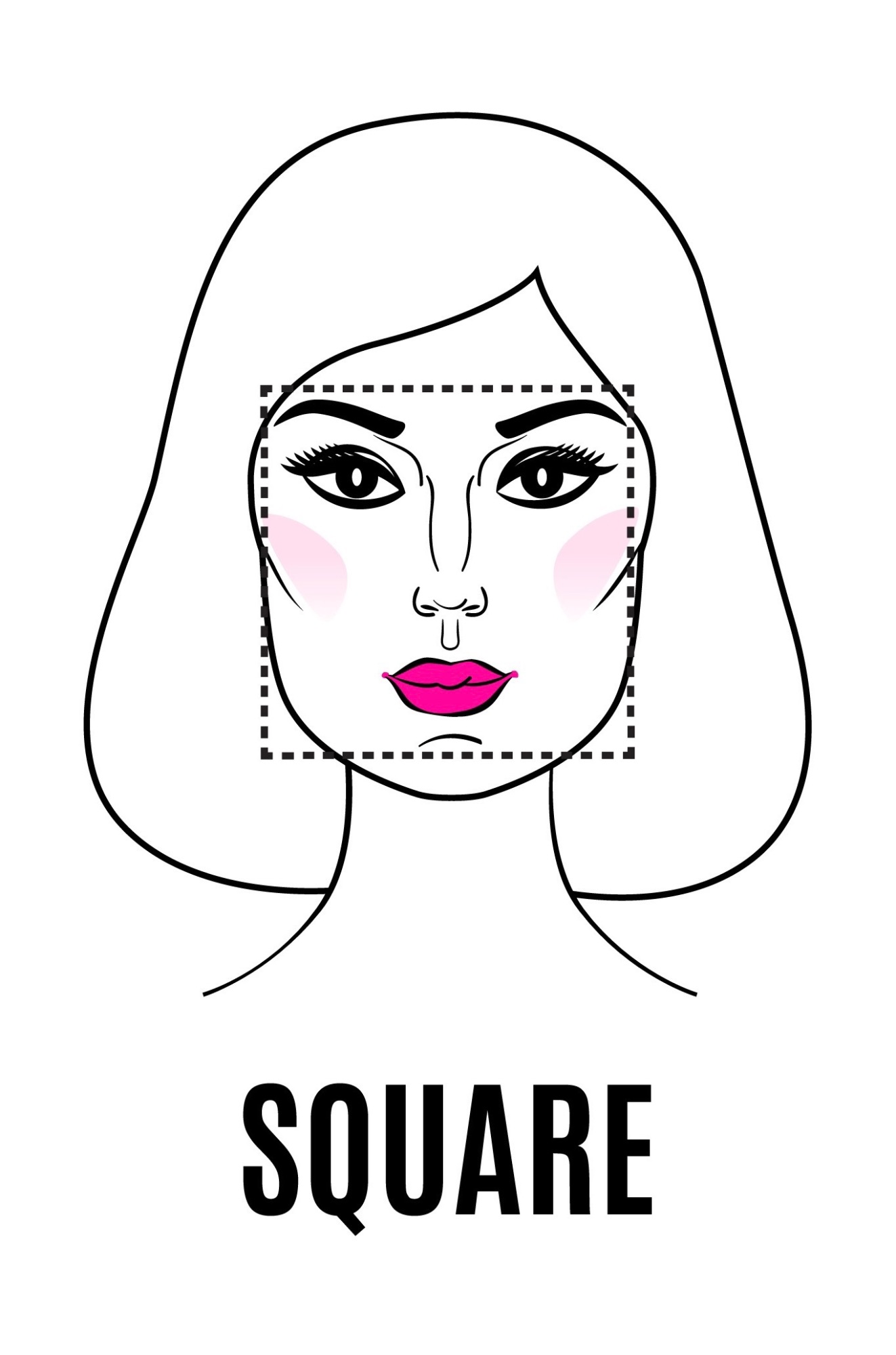 Drawing of a square shaped face