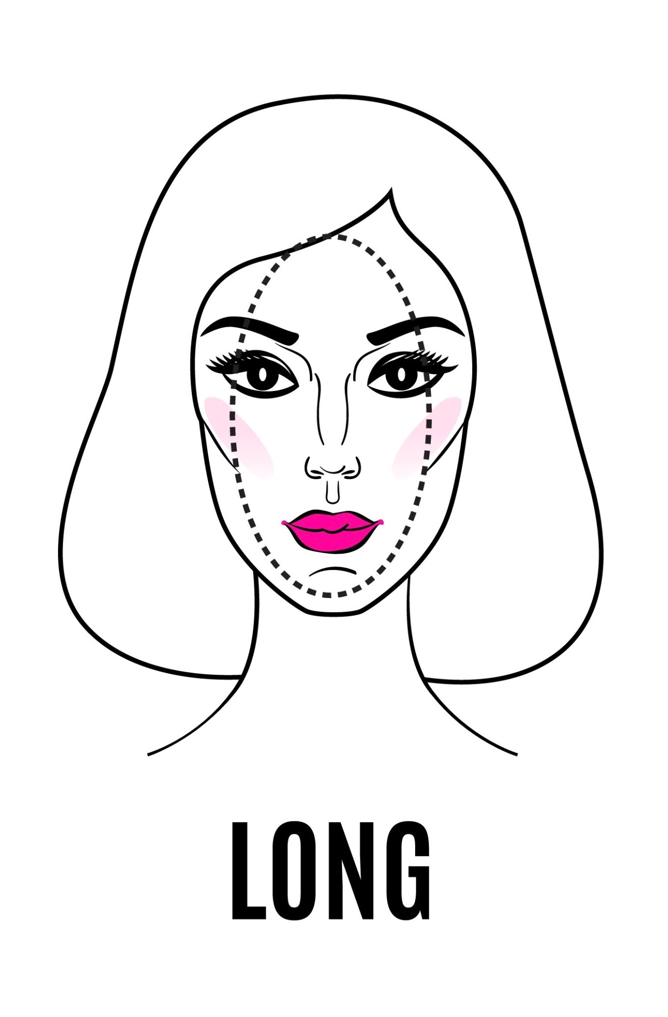 Drawing of a long shaped face