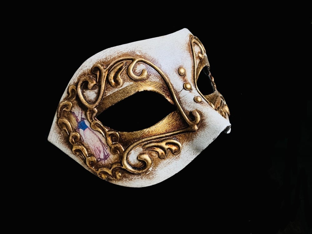 Craquele Luxury Masquerade Ball Mask - White