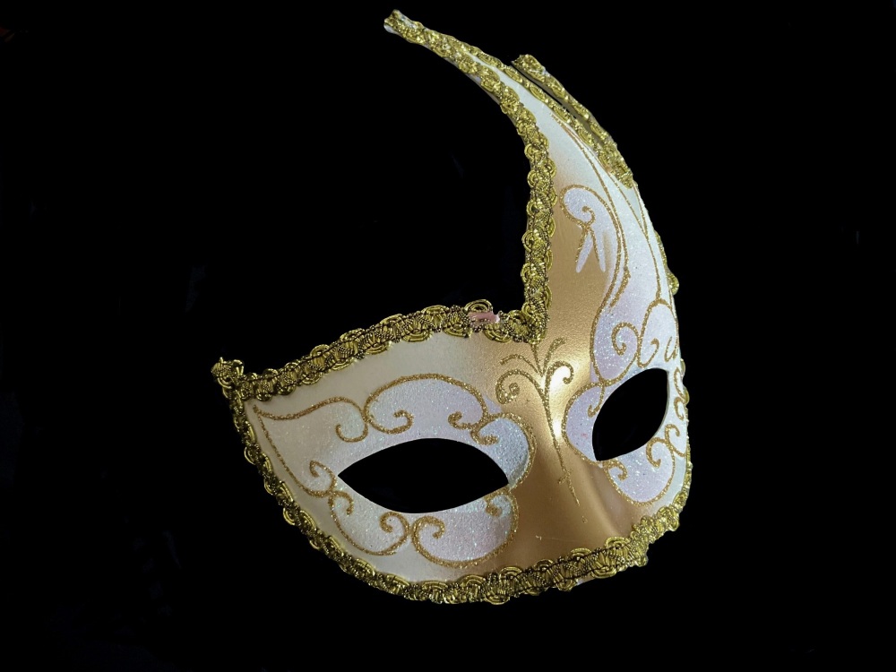 White Asimmetrica Venetian Masquerade Mask