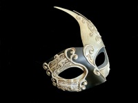 Mezza Lady Masquerade Mask - Silver Black