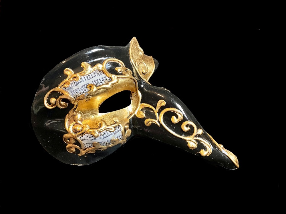 Pulcinella Full Face Masquerade Mask - Gold Black