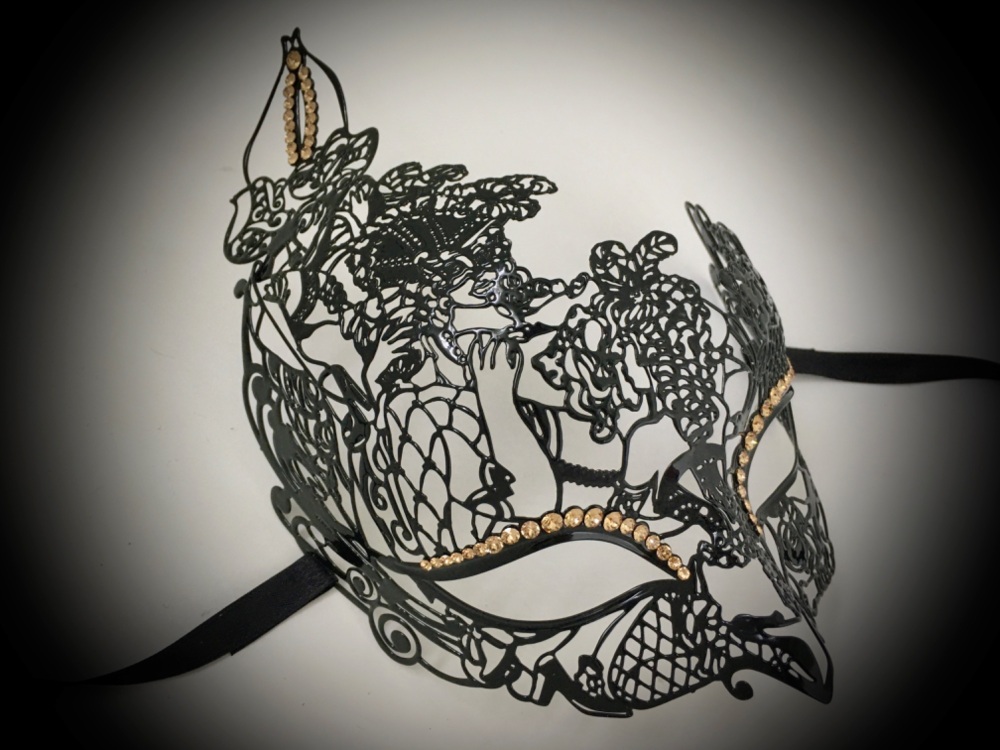 Mireille Filigree Mask - Black And Gold