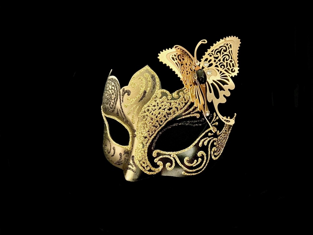 Butterfly Venetian Masquerade Mask - Black