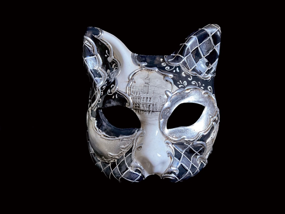 Gatto Arco Strass Masquerade Face Mask - Silver