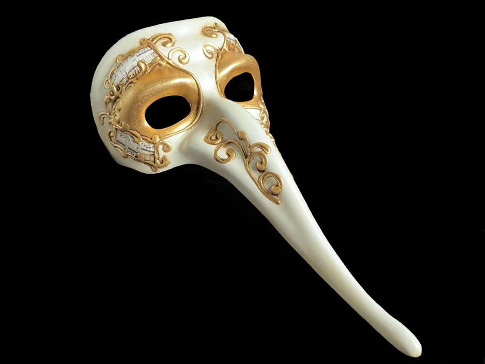 Naso Scaramouche Masquerade Mask - Gold
